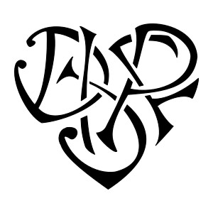 D+J+I+P+F Heart tattoo photo