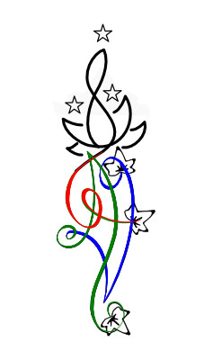 Lotus flower tattoo with letters G+A+V