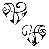 K+A heart tattoo