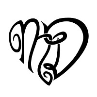 Heart of M+D letters tattoo