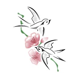 Swallows & flowers tattoo