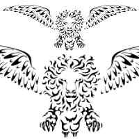 Winged jumping lion tattoo