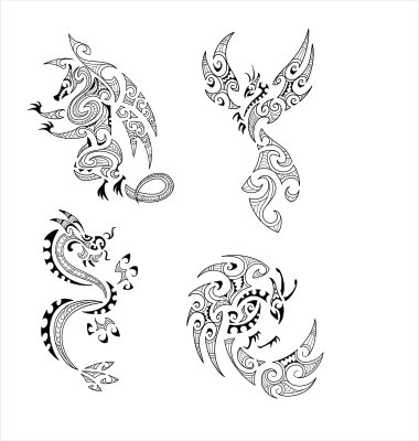 Maori style FIRE animal tattoos