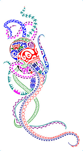 Polynesian octopus tattoo for whole torso