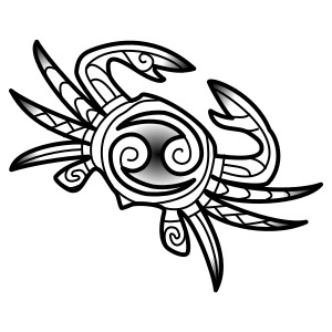 Maori style crab tattoo: Cancer sign