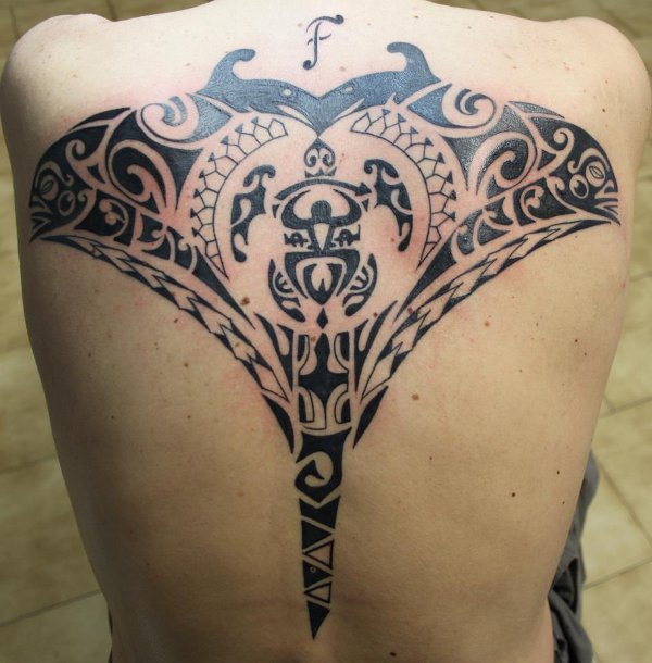 Marco - back manta tattoo