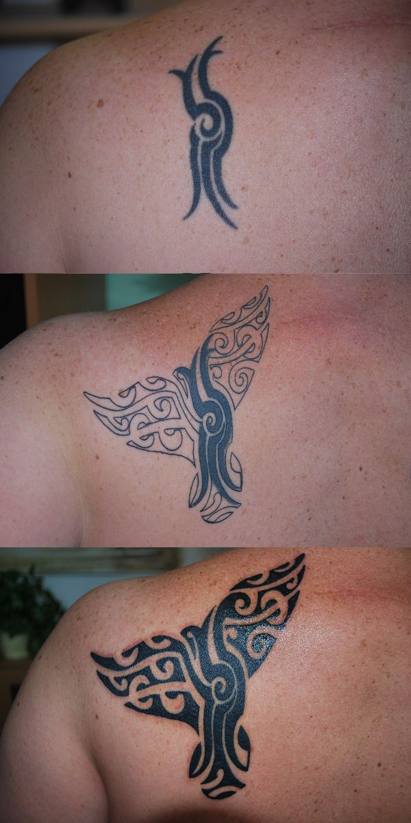 Melanie - Whale tail coverup tattoo