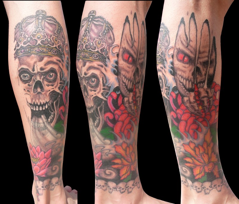 PapaChangoArt - Skulls n flowers tattoo photo