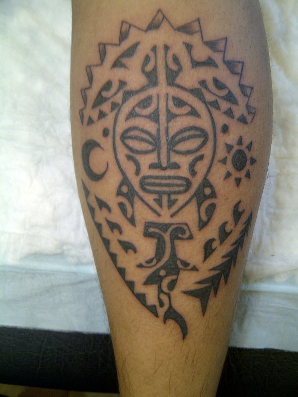 Raymond - Polynesian calf tattoo