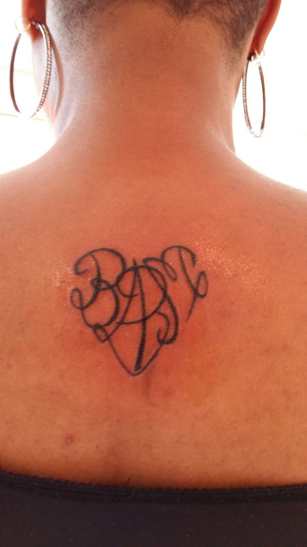 Marie-Louise - B+A+B+M heart tattoo